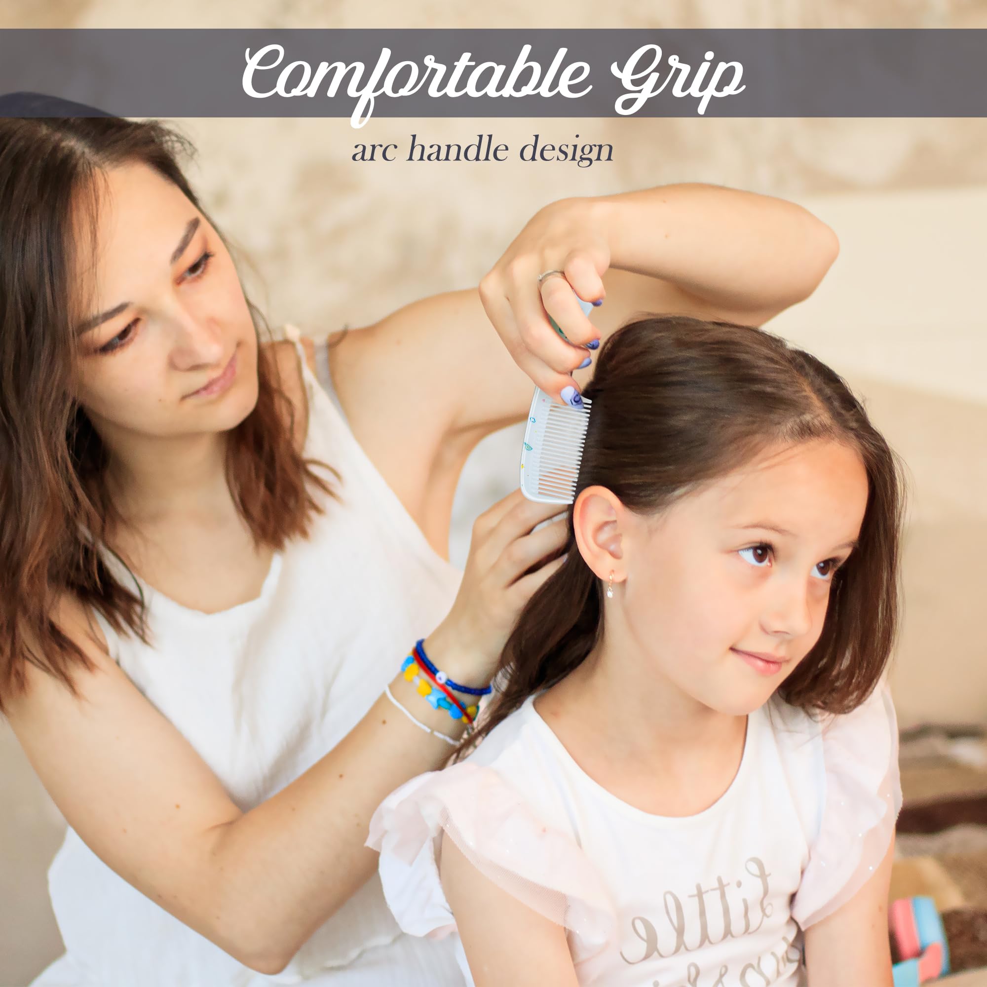 Bmeigo Set di 3 spazzole per capelli e pettini, spazzola districante per capelli con specchio a denti larghi, pettine districante per bambini, per capelli lunghi e ricci, motivo gatto viola
