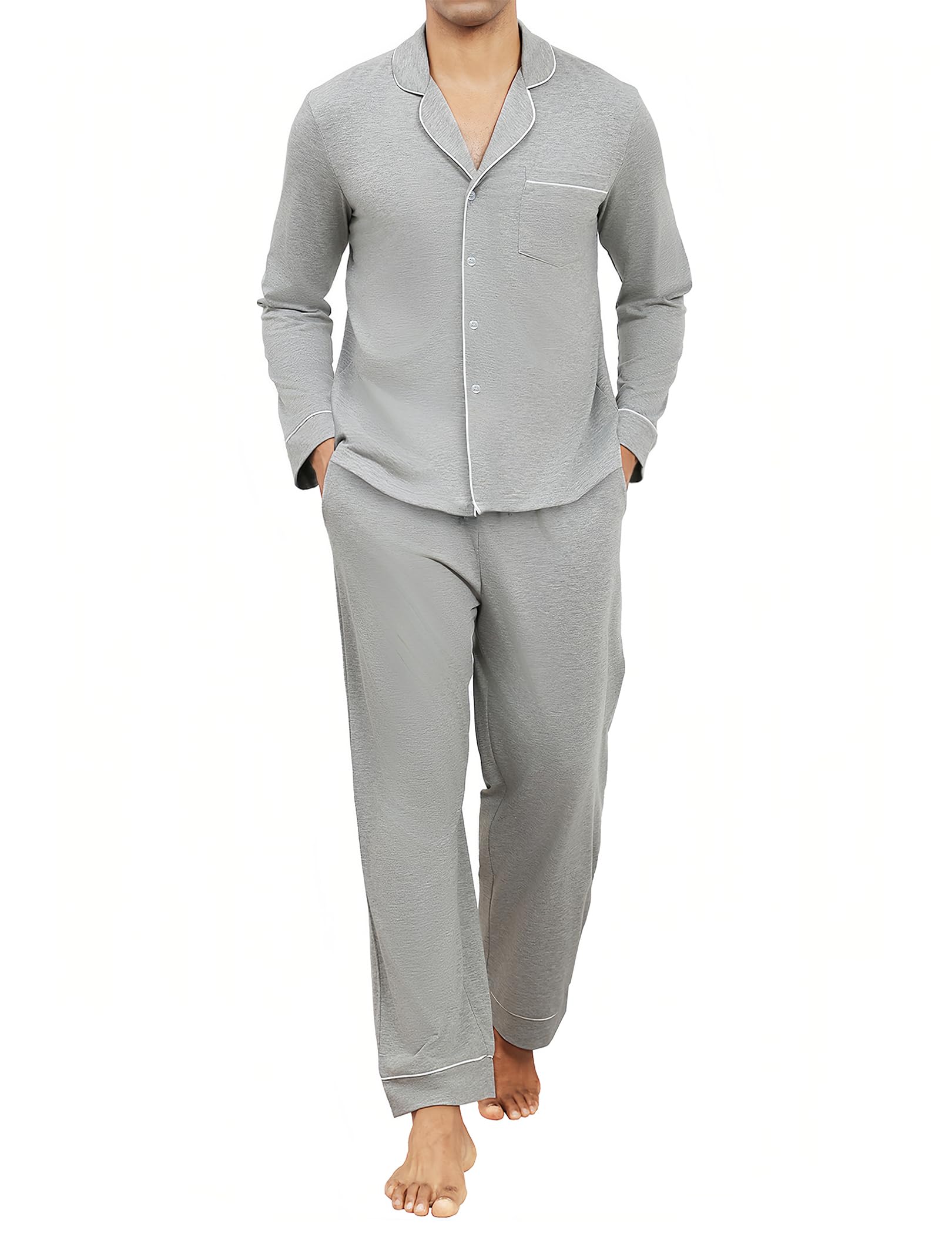 pyjama, loungewear, tweedelig, shirt met lange mouwen en knopen, tot 8XL