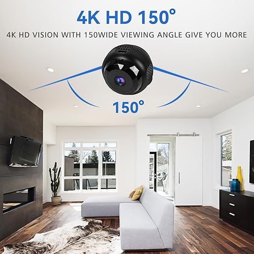Miniatura 3 de Mini cámara oculta WiFi 4K, alimentación de video en vivo, batería de 1000 mAh, cámara de seguridad cubierta para interiores, para el hogar, monitor