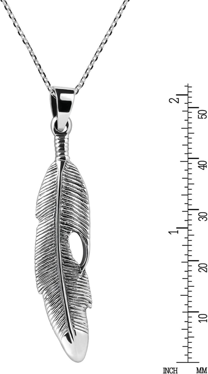 AeraVida Enchanting Tribal Feather .925 Sterling Silver Pendant Necklace | Classic Sterling Silver Necklace for Women | Casual Long Necklaces for Women | Necklace Women Jewelry | Mother’s Day - Image 5