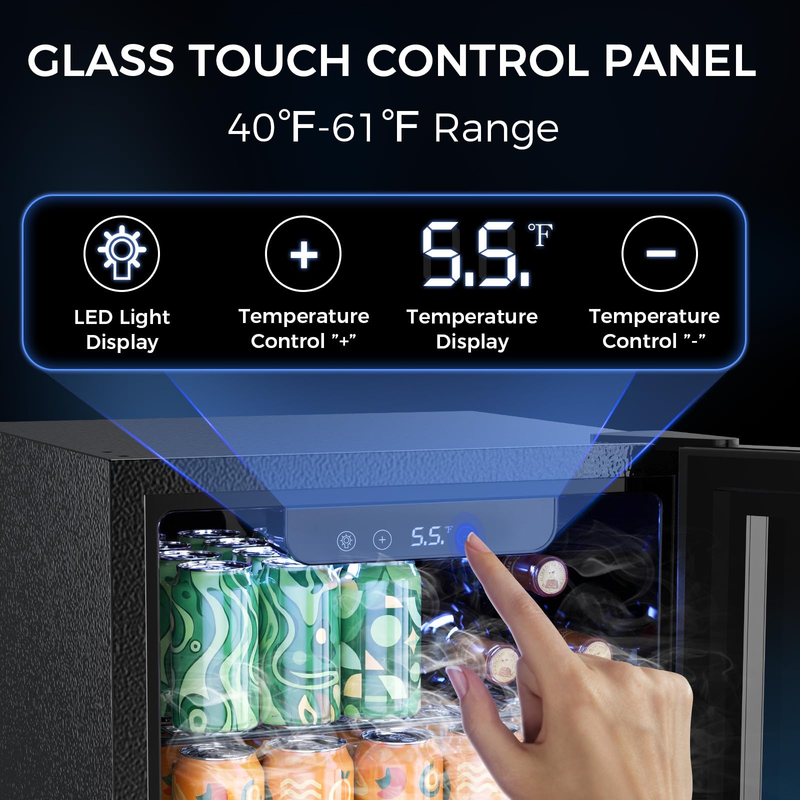 COWSAR 1.7 Cu Ft Beverage Refrigerator and Mini Fridge Cooler - 68 Can Capacity, Glass Door, Quiet Operation, LED Temperature Control, Holds 16 Wine Bottles for Bar, Home, Office on Fridge.com