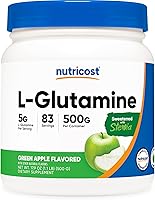 Vista 6 de Nutricost L-Glutamina en polvo endulzado con stevia (17.64 oz, mango de melocotón) - Suplemento para apoyo intestinal, 0.18 oz de L-glutamina por