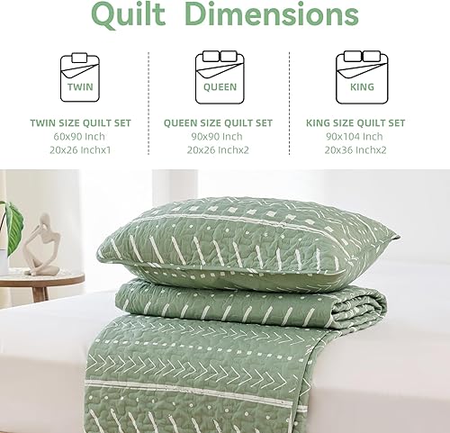 Miniatura 10 de Janzaa Juego de edredón de tamaño King, juego de edredón bohemio de 3 piezas, juego de edredón geométrico de microfibra con fundas de almohada,