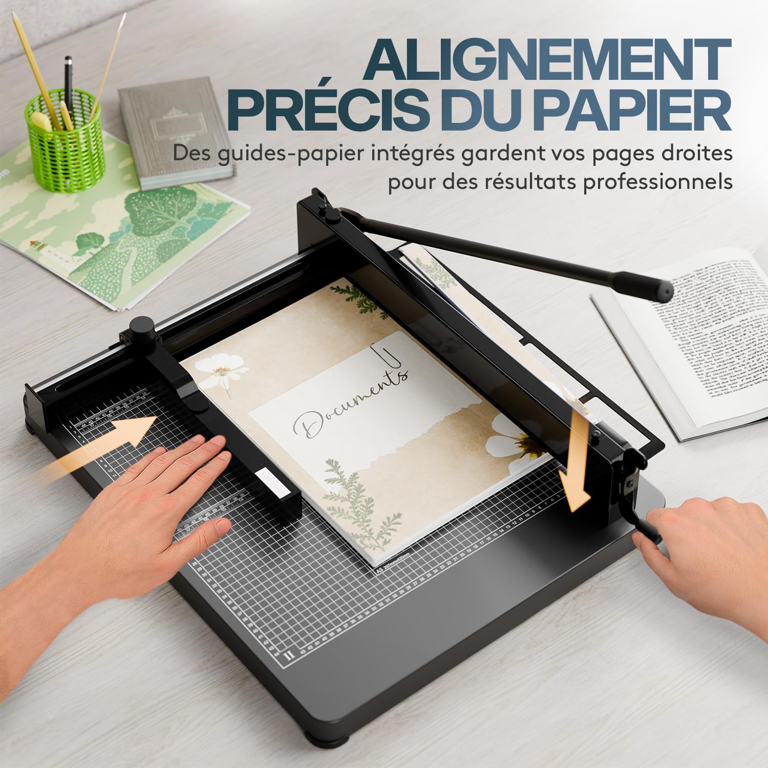 ACROPAQ Massicot professionnelle A3 - Jusqu’à 400 feuilles, Guillotine papier pour une coupe précise, Surface résistante aux rayures, Sécurité intégrée - Coupe papier guillotine