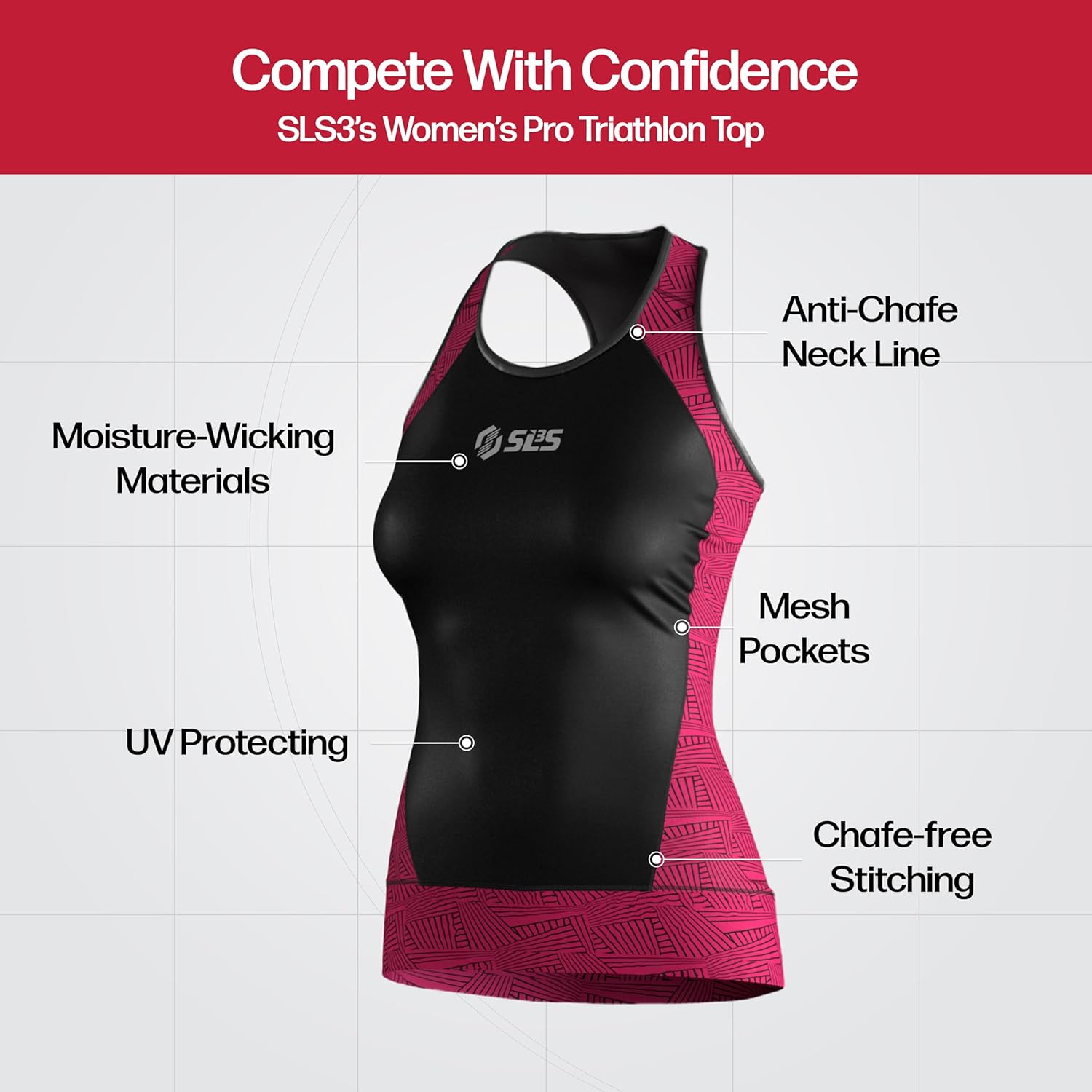 SLS3 Triathlon Top Women - Sleeveless Tri Top Women - Comfortable & Great Fit Triathlon Shirts or Singlet, No Shelf Bra - Image 4