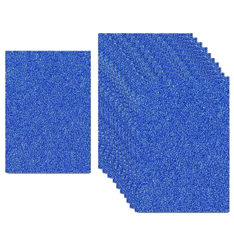 10PCS Blue Glitter Sheets A4 Size,Non Shed Shinny Paper,Self Adhesive Glitter Sheets for Sparkle Bling Crafting