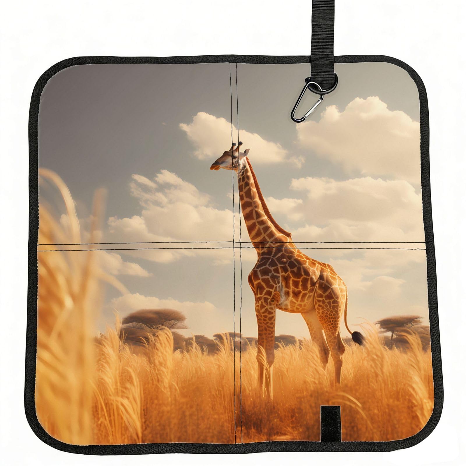 WBQLSL giraffes Foldable Seat Cushion - Portable Stadium Pad with Carabiner for Camping Hiking Picnic Beach