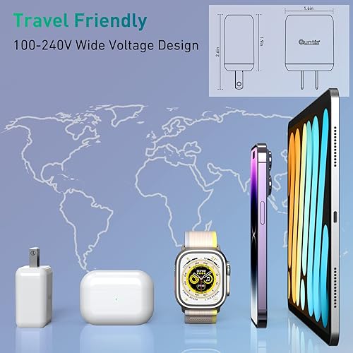 Miniatura 7 de Quntis - Cargador rápido para iPhone, certificado por MFi - 18W USB C con cable cargador de pared de alimentación de corriente de 6 pies de cable