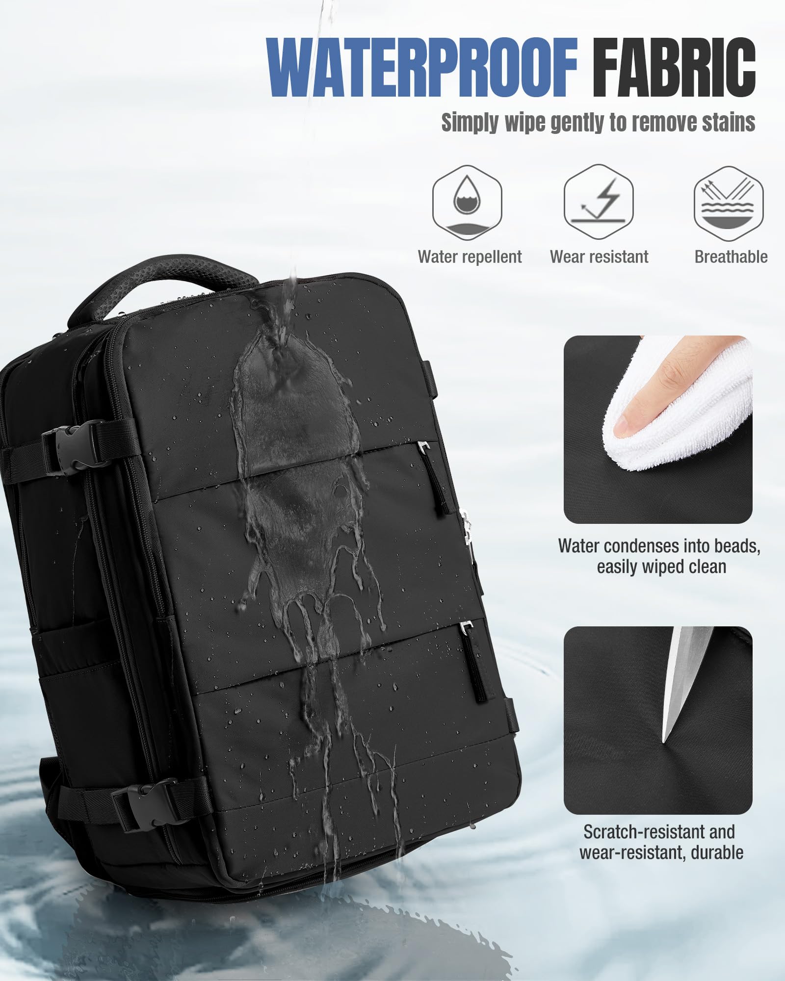 BJLFS Sac à dos Sous Vide Avec Pompe Bagage Cabine 47×33×20 Ryanair Wizzair Femme Bagage à Main Easyjet Sac à Dos Compression Sous Vide Ryanair Sac pour Ordinateur Portable 14 Pouces