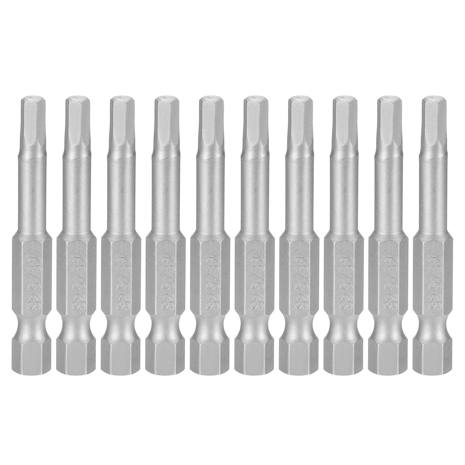 sourcing map 10pcs Hex Head Wrench Drill Bit 5/32" SAE 1/4" Hex Shank 2"(50mm) Length S2 Steel Magnetic Impact Drivers Industrial Grade Hexagon Electric Screwdriver Bit, Gray