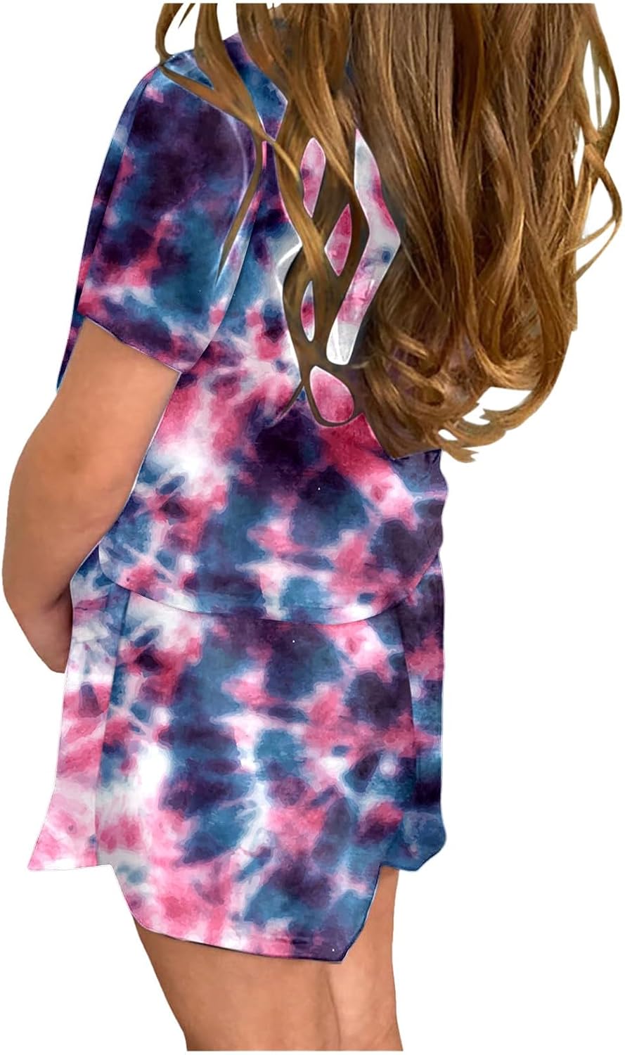 Girls Tie Dye Print Short Sets Short Sleeve T Shirt and Shorts Set Casual 2 Piece Outfit Summer Clothes 4-14 Years