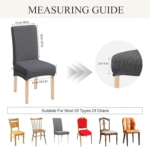 Miniatura 3 de Genina Juego de 4 fundas impermeables para sillas de comedor, extraíbles y lavables, color gris oscuro Gris-oscuro,Beige,Negro,Chocolate,Blanco