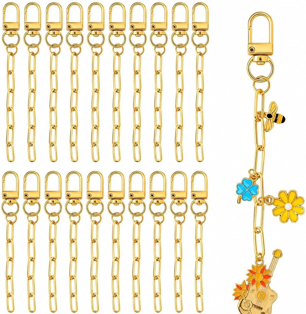 20 Pcs Metal Keychain Making Kit, Gold Tone Key Ring Extender Kit, Bag Charm Crafting Accessories for Purses, Handbags, Jewelry Making