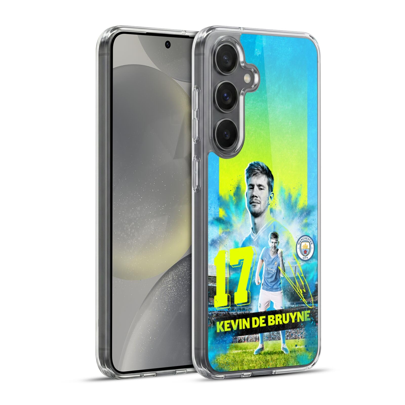 Head Case Designs Officially Licensed Manchester City Man City FC Kevin De Bruyne 2023/24 First Team Gel Case [Military Grade] Compatible with Samsung Galaxy S24+ 5G and Compatible with MagSafe