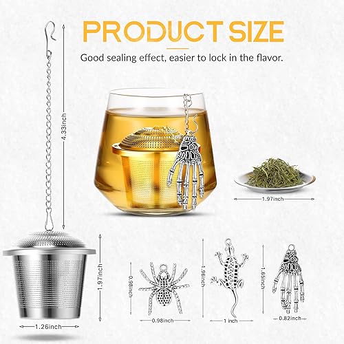 Miniatura 2 de 3 juegos de infusores de té más empinados para soporte de té de hojas sueltas, filtros de malla de bola de té de acero inoxidable con bandejas de