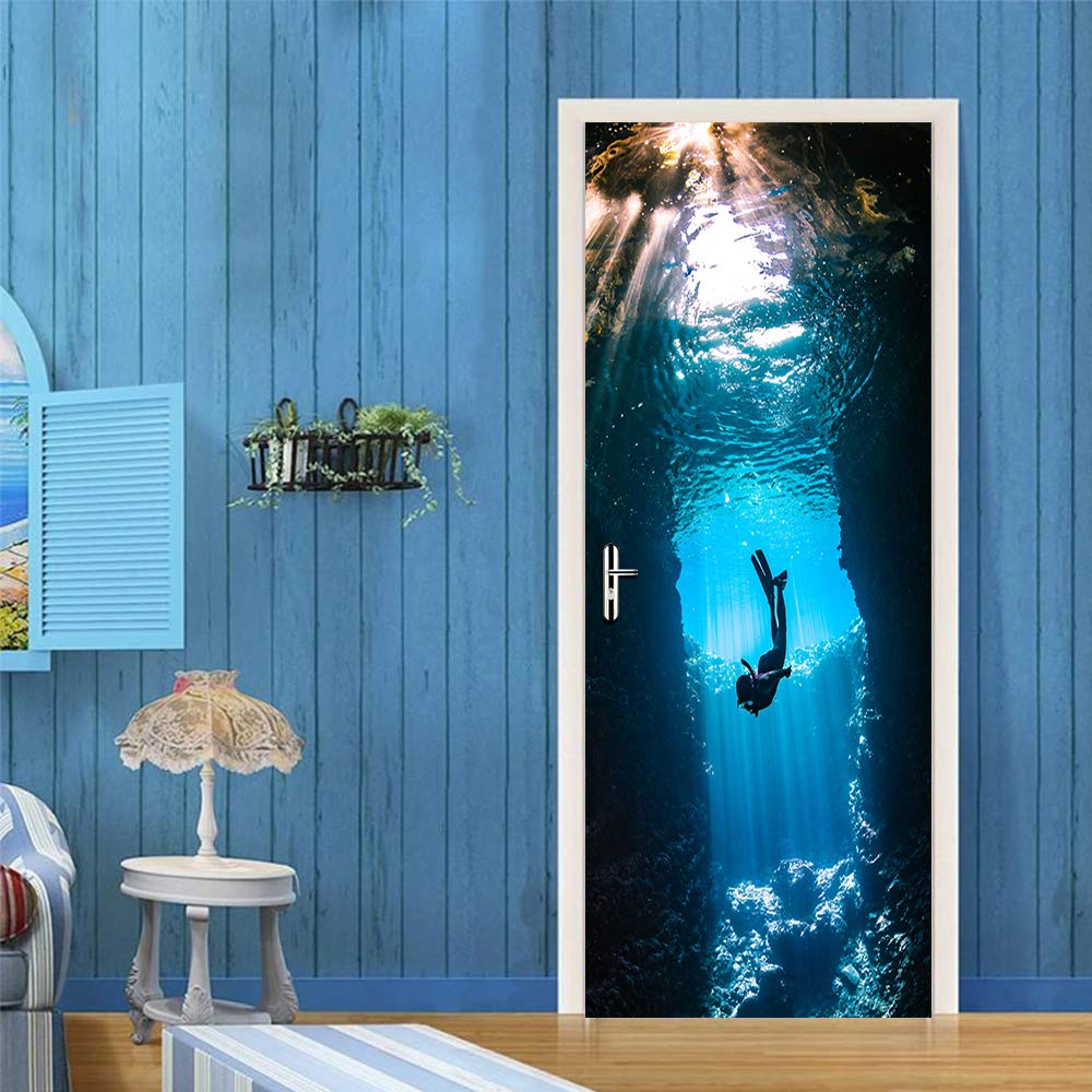Autocollants muraux pour porte de réfrigérateur Nature Art 82x200 cm de plongée