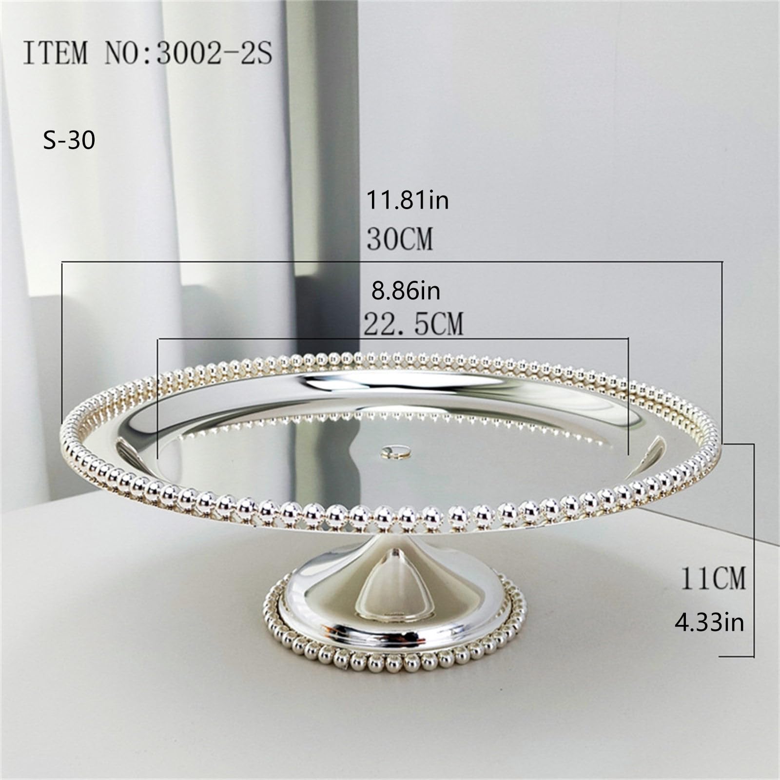 Soporte redondo para tartas de acero inoxidable 304 para pasteles, frutas, nueces, bandeja de postre de metal con bordes redondeados, elegante bandeja para servir dulces