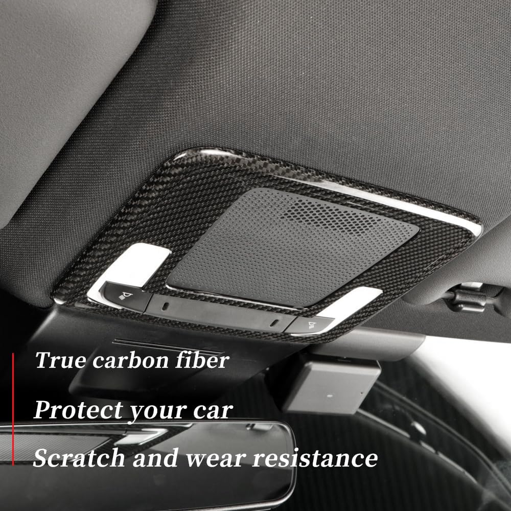 JSWAN Carbon Fiber Car Reading Light Cover Trim Fit for 11th Gen Civic Type R FL5 Typer Front Roof Reading Lamp Cover Car Reading Light Panel Frame Overlay(Bright Black)