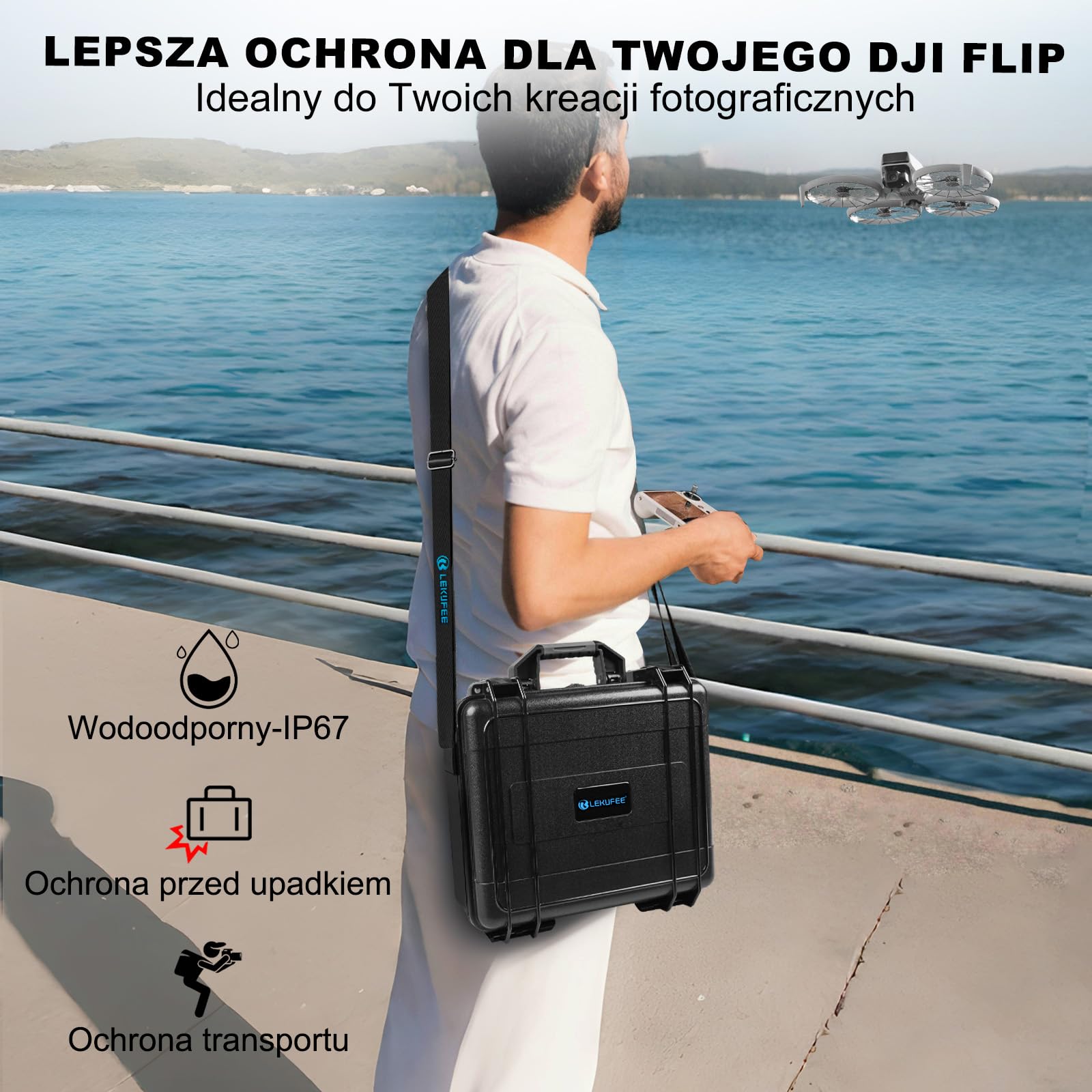 Lekufee Wodoodporna Twarda Obudowa do DJI Flip Drone(RC N3), Fly More Combo, DJI RC 2 /N2, Baterie (9 szt.), Stacja Ładowania i Inne Akcesoria (Tylko Obudowa)