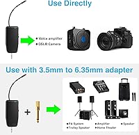 Vista 5 de Sistema de Micrófono Inalámbrico para 2 Personas, Alcance de 160 pies, 2 Micrófonos Inalámbricos Duales de Diadema 2.4G para Karaoke, Altavoz