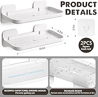 Vista 2 de 2 Pack Adhesive Floating Shelves No Drill Small Floating Shelf for Wall Storage Damage-Free Wall Mounted Organizer for Bathroom, Kitchen, Bedroom &