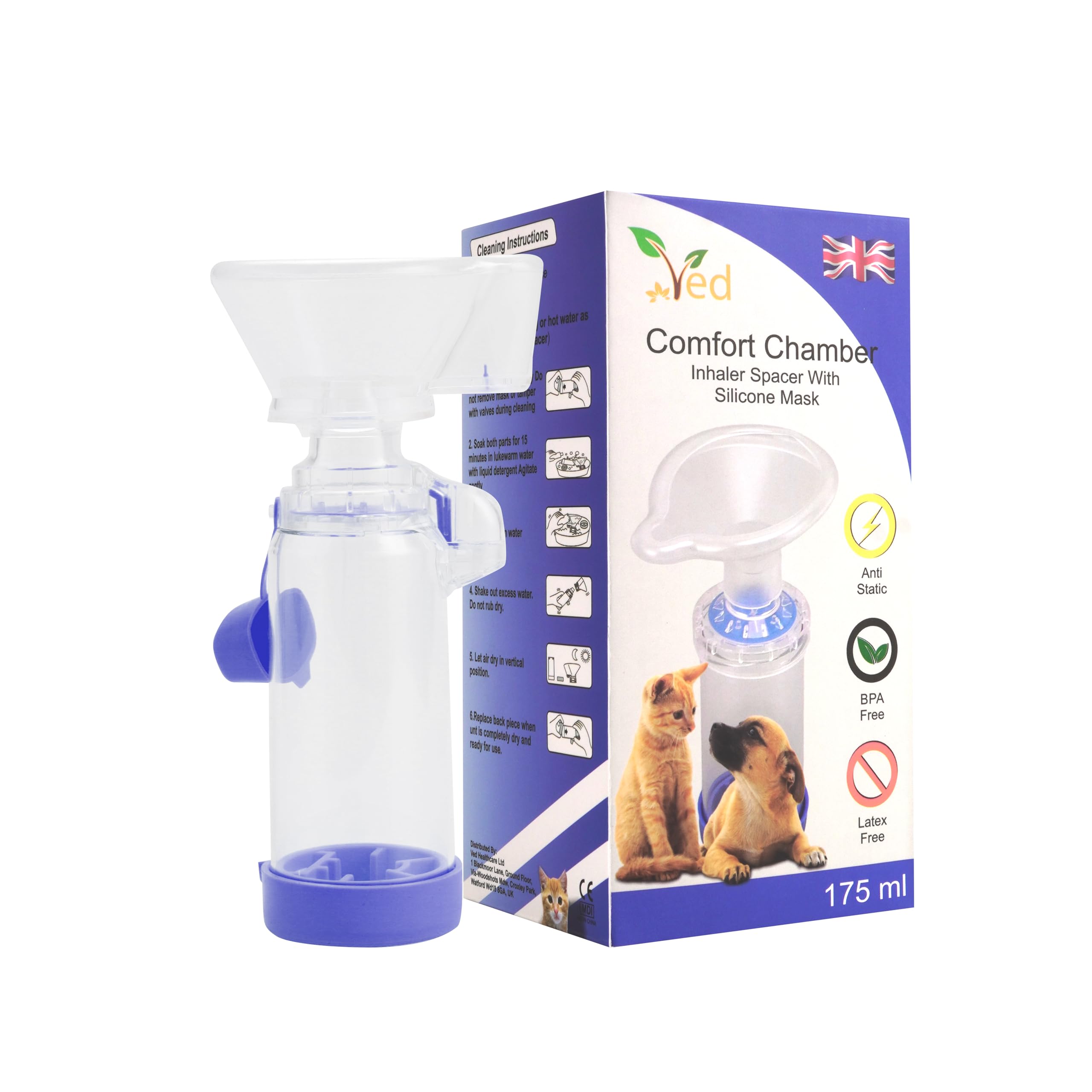 VED Pet Inhaler Spacer (Comfort Chamber) for Improved Breathing of Your Dog and Furry Friend (Blue) - Image 3