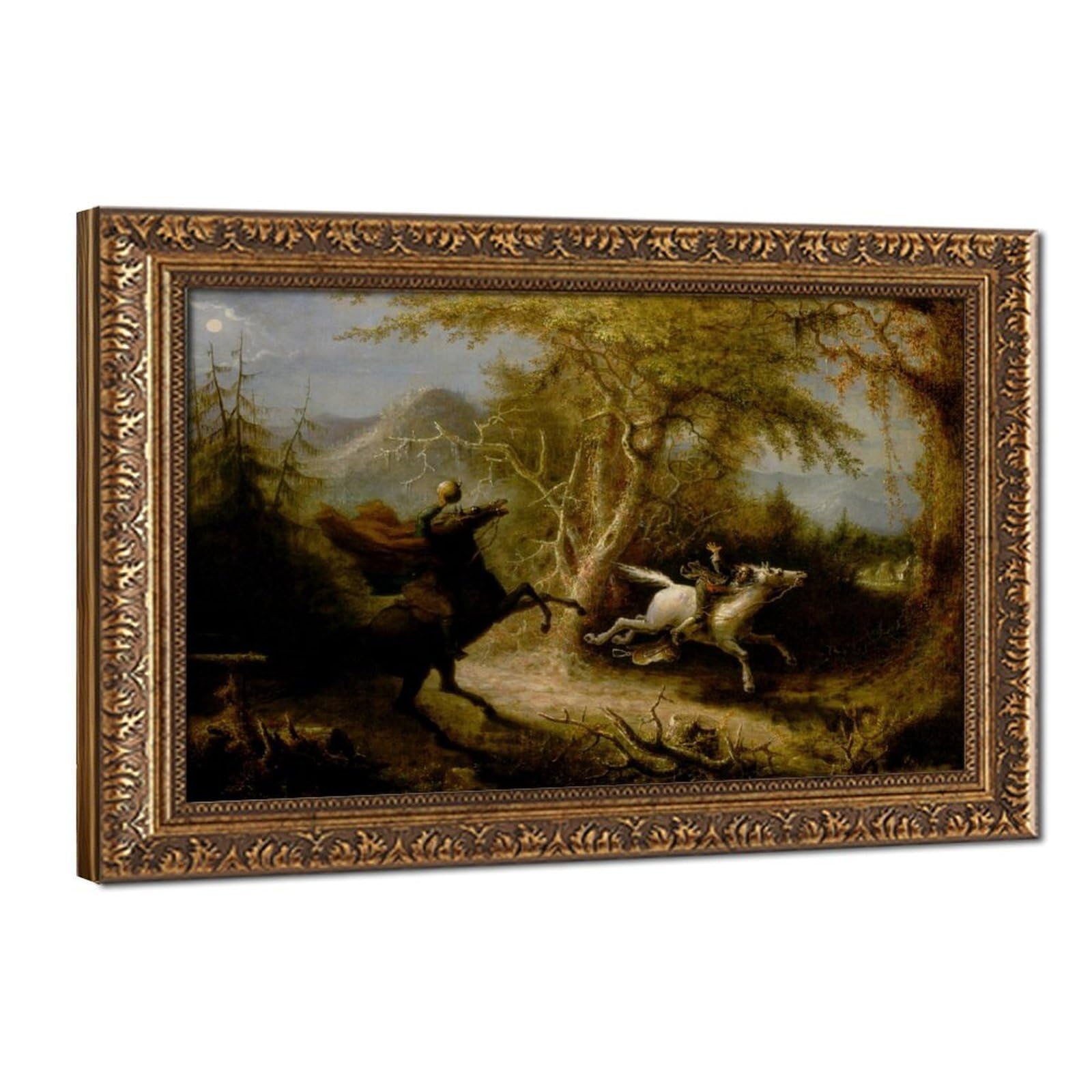 WCYB John Quidor Legend of Sleepy Hollow Headless Horseman Pursuing Ichabod Crane 1858 Prints Posters Canvas Deco Paintings Wall Art For Office Living Room