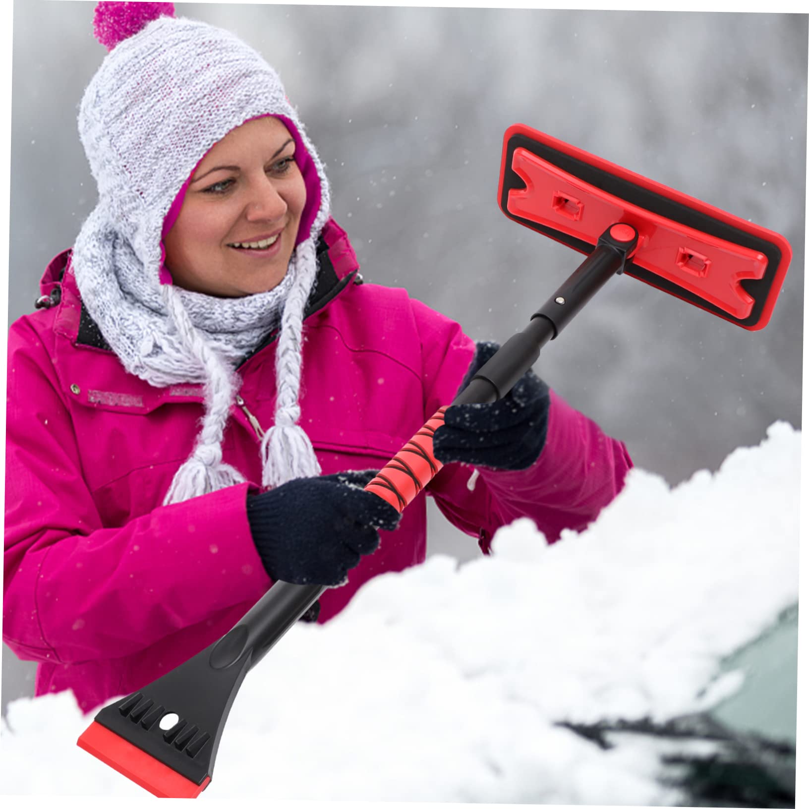 1ensemble Grattoir à Neige Rétractable avec Brosse pour Voiture Outil De Nettoyage Hivernal Amovible Et Non Rayant Design Pratique pour Gagner du Et Protéger La Peinture