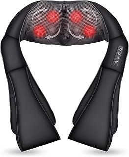 Shiatsu Back and Neck Massager with Heat Function, Deep Tissue Kneading Massager for Shoulder, Lower Back, Leg, Comfortabl...