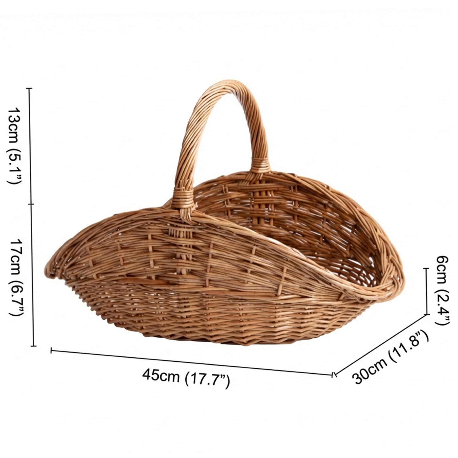 Erntekorb, handgewebter Gartenkorb mit Griff, große gewebte Picknickkörbe für Garten, Bauernhaus-Dekoration und Heimorganisation