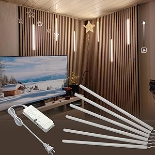 HAMRVL Wood Slat Wall Panels LED Recessed Lighting