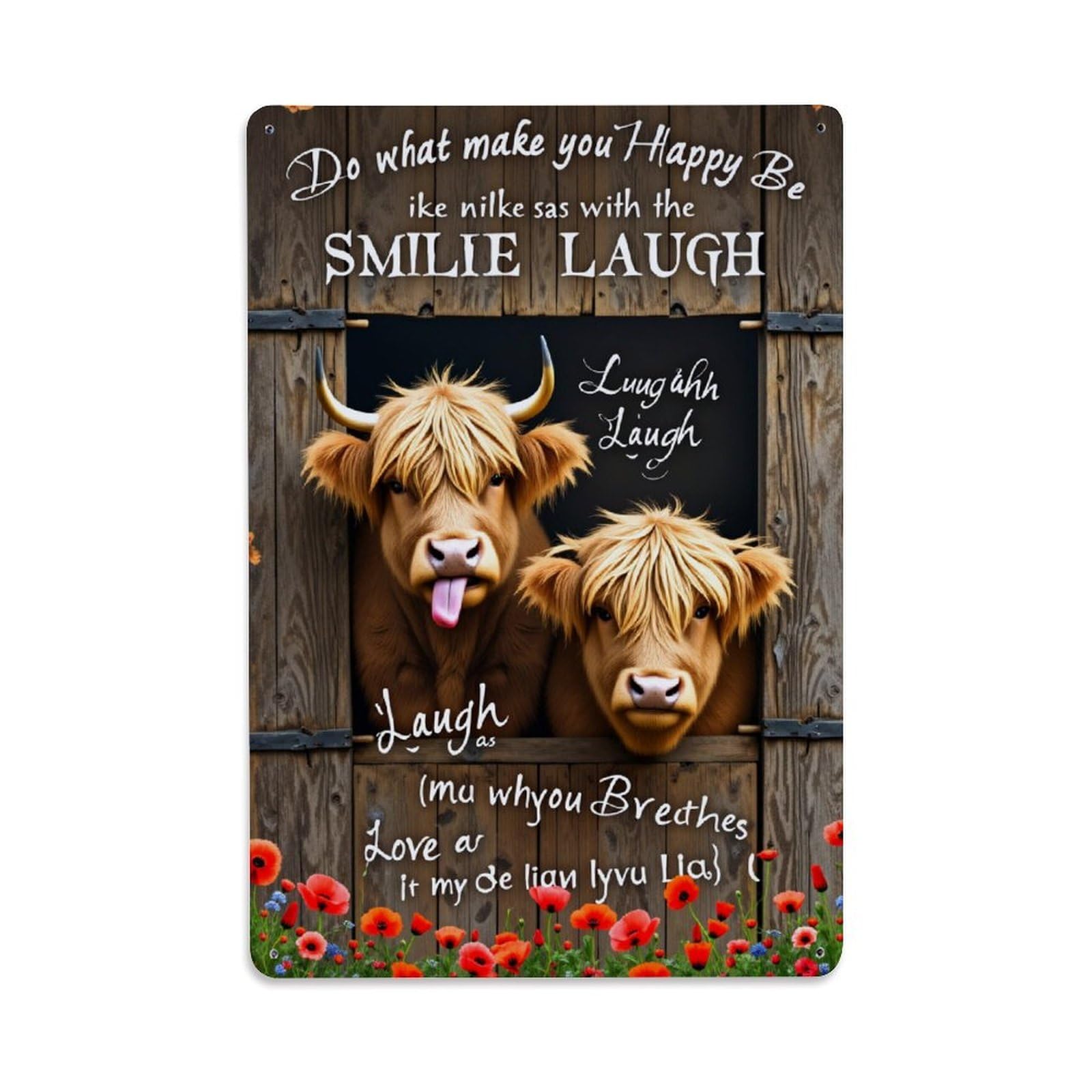 Enderetf Vintage Cows With Smiles And Flowers Tin Sign Metal Poster, Home Bar Garage Man Cave Cafe Indoor & Outdoor Wall Decoration 8X12inches