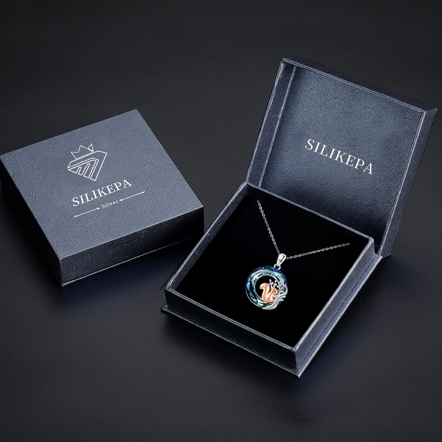 Squirrel Necklace 925 Sterling Silver Tree of Life Squirrel Pendant Necklace with Crystal Squirrel Jewelry Gift for Women - Image 7