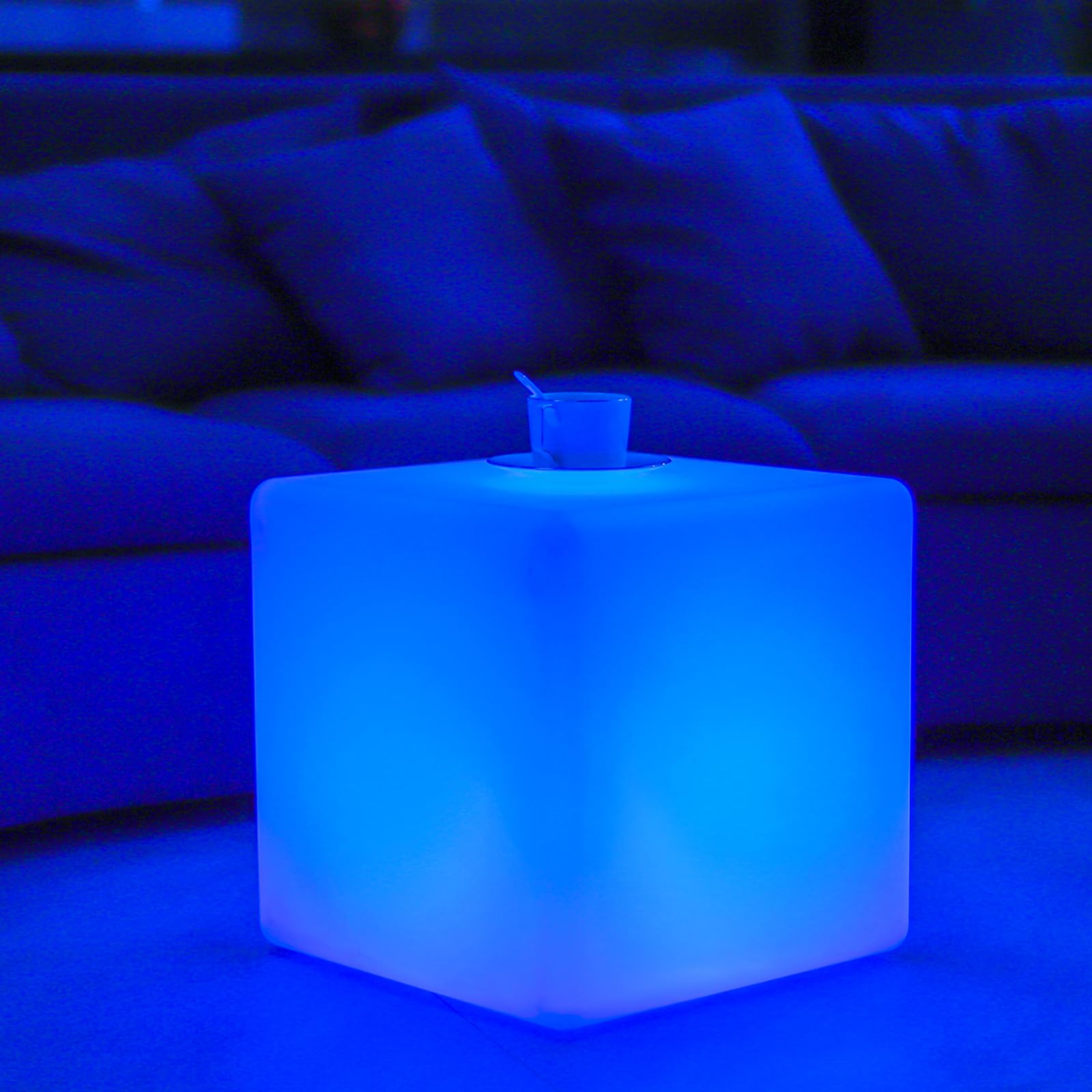 LOFTEK 16-Inch Rechargeable LED Cube Chair Table, Glow Cube Seat w/Remote — Amazon image 14