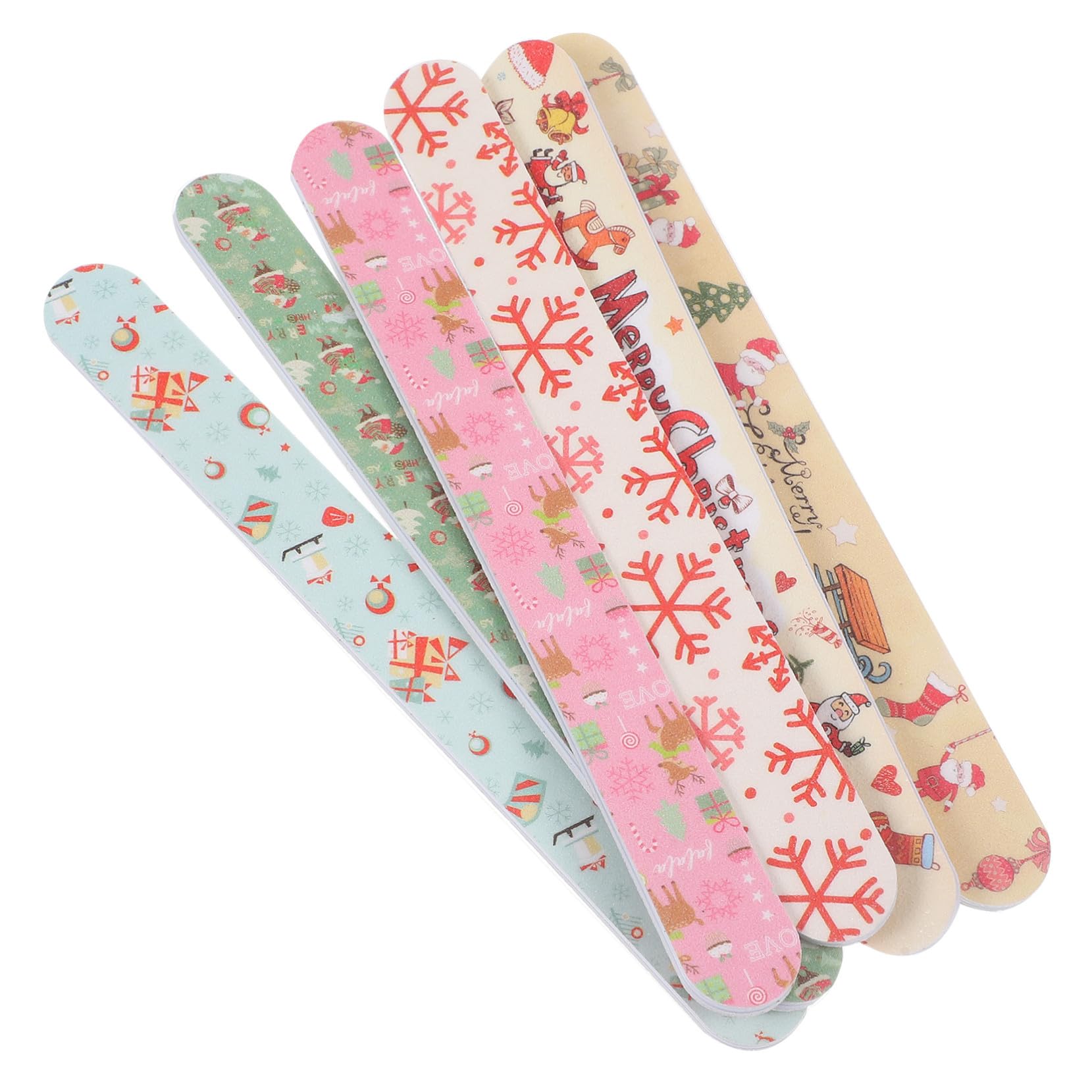 Anneome 24 Per Unghie in Eva a Tema Natalizio, Set Da 24 Pezzi Per Manicure e Pedicure, Strumento Professionale Per Modellare, Lucidare e Limare Unghie Festivo