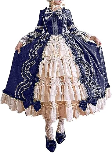 Miniatura 3 de SHOPESSA Vestido victoriano para mujer, vestido de lolita francesa, disfraz de princesa, vestido renacentista, manga acampanada, corte de cosplay