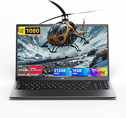 2026 15.6 Inch Laptop with Ryzen 4300U up to 3.7GHz (Defeat N100/N150), 16GB RAM DDR4*2 + 512GB SSD M.2 with 11 Pro Pre-installed, FHD, BT5.2, USB3.2, Type-C, 54.7Wh Battery for Laptop