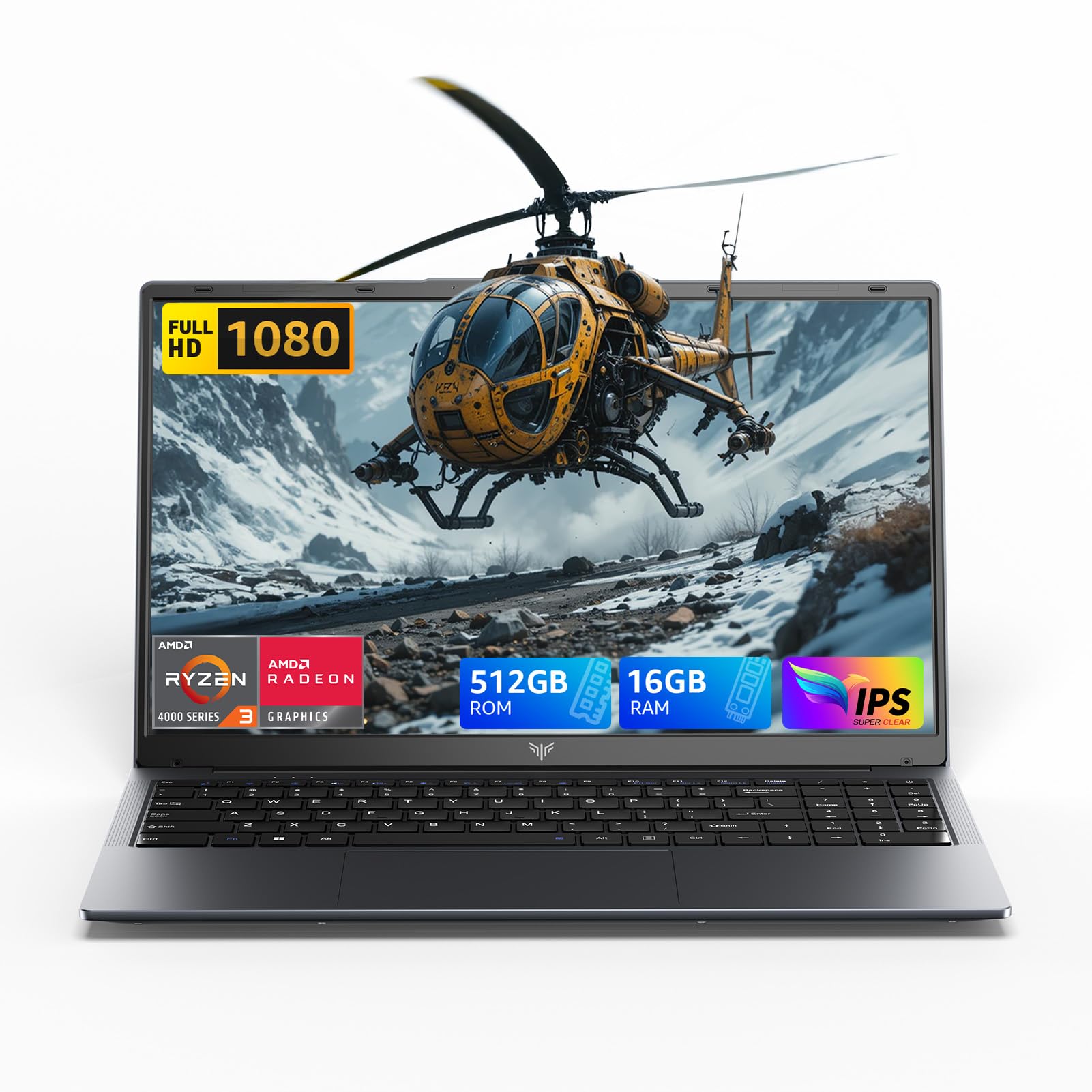 2026 15.6 Inch Laptop with Ryzen 4300U up to 3.7GHz (Defeat N100/N150), 16GB RAM DDR4*2 + 512GB SSD M.2 with 11 Pro Pre-installed, FHD, BT5.2, USB3.2, Type-C, 54.7Wh Battery for Laptop