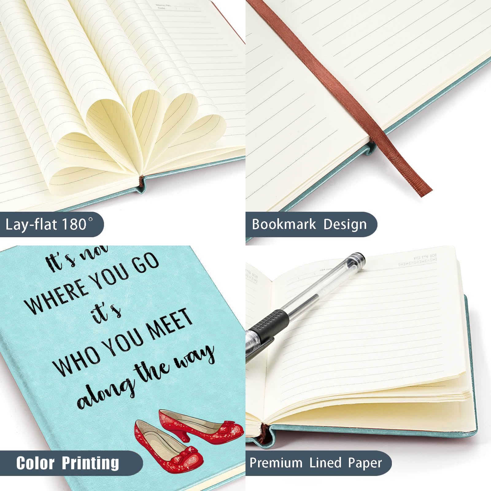 JOHSBYD Wizard Inspirational Gifts Journal Notebook It's Not Where You Go Leather Notebook Inspired Gifts Cosplay Dorothy Notebook Gifts for Fans Collectors Friends(It's Not Where You Go)