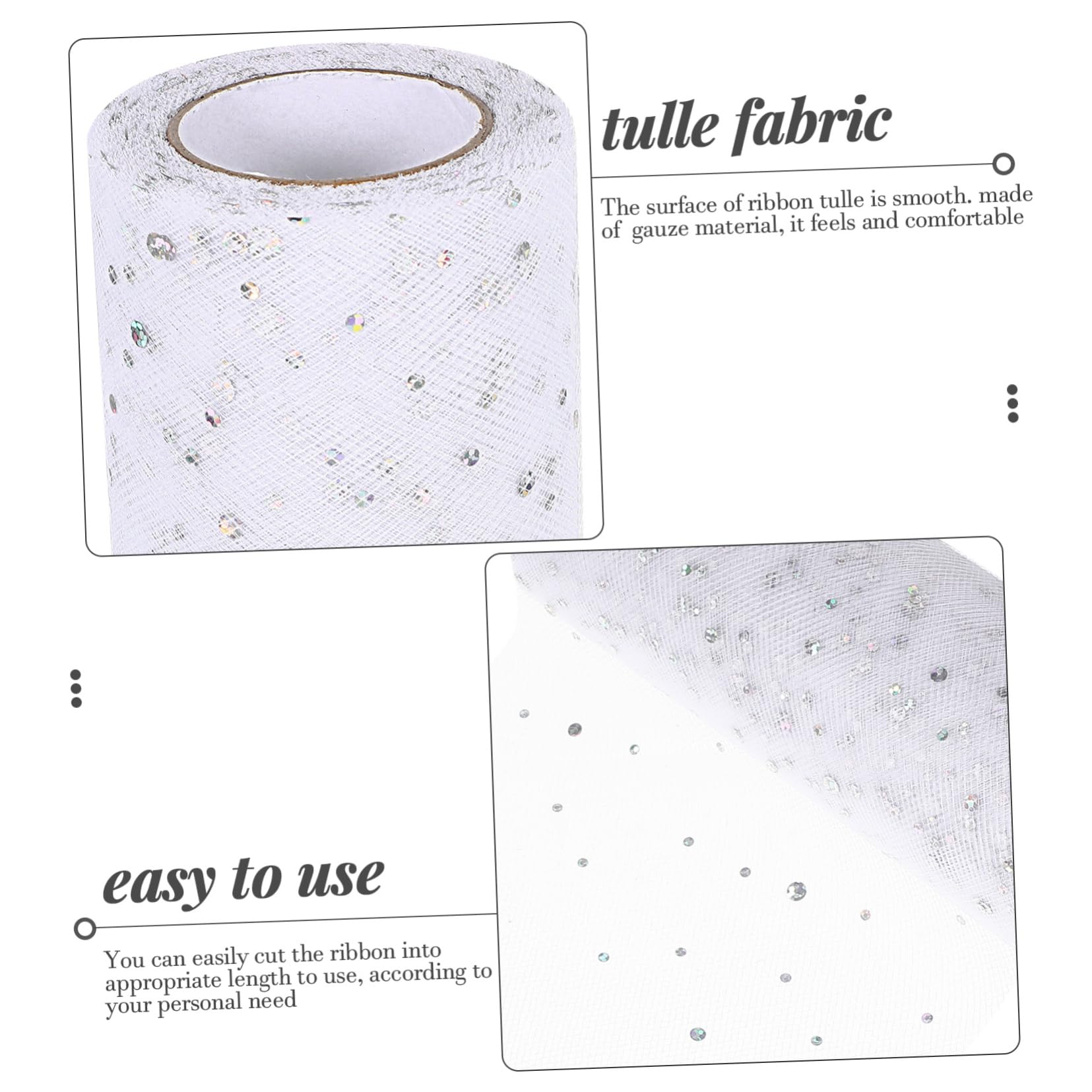 SEWACC 5rouleaux Roll De Tulle Pailleté Sequins Pour Jupe Tutu Yards De Tissu Décoratif Pour Mariage Anniversaire Et