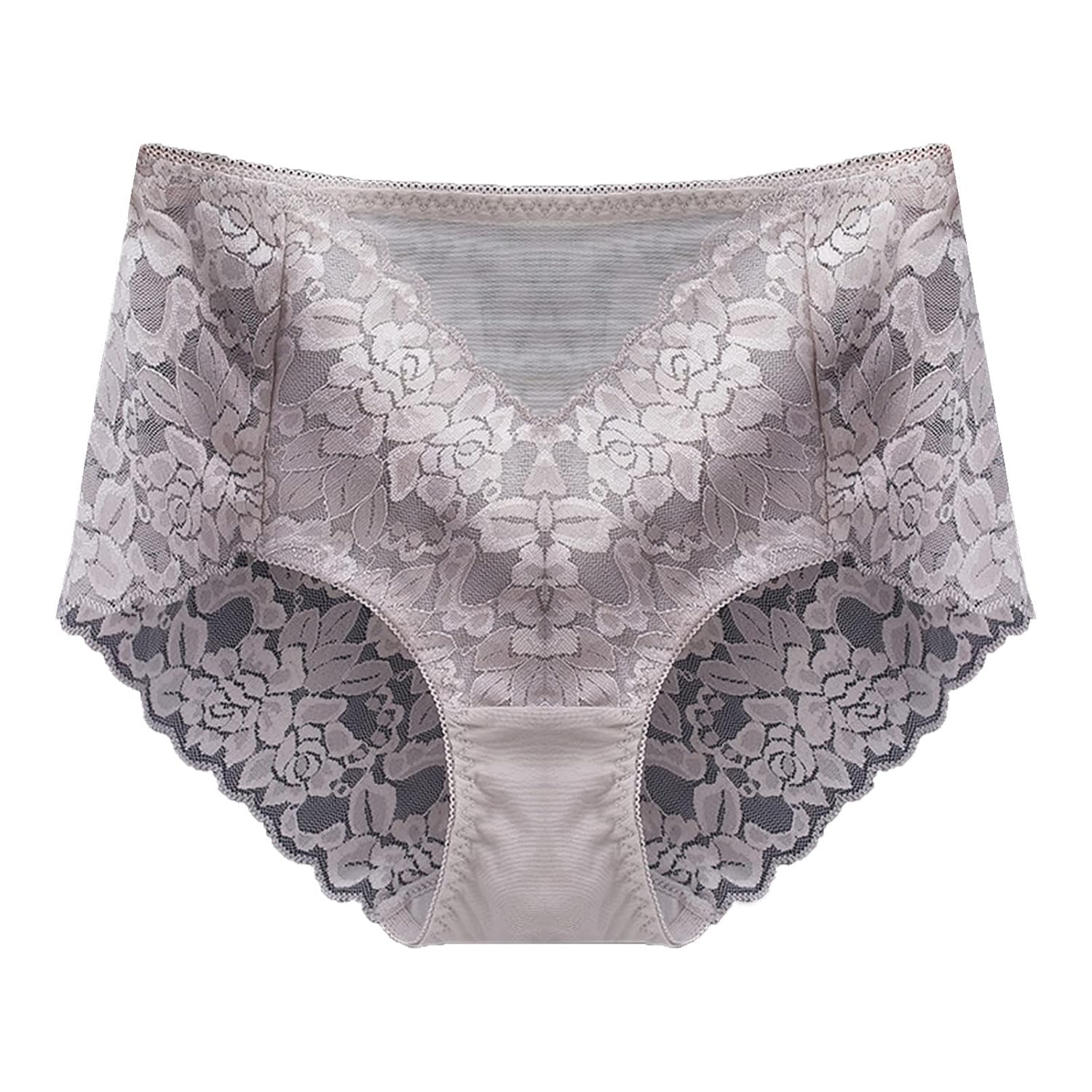Boxer Briefs Ladies Sexy Lace Undergarments Seamless Flower Embroidery Sheer Panties Mid High Waist Mesh Panties
