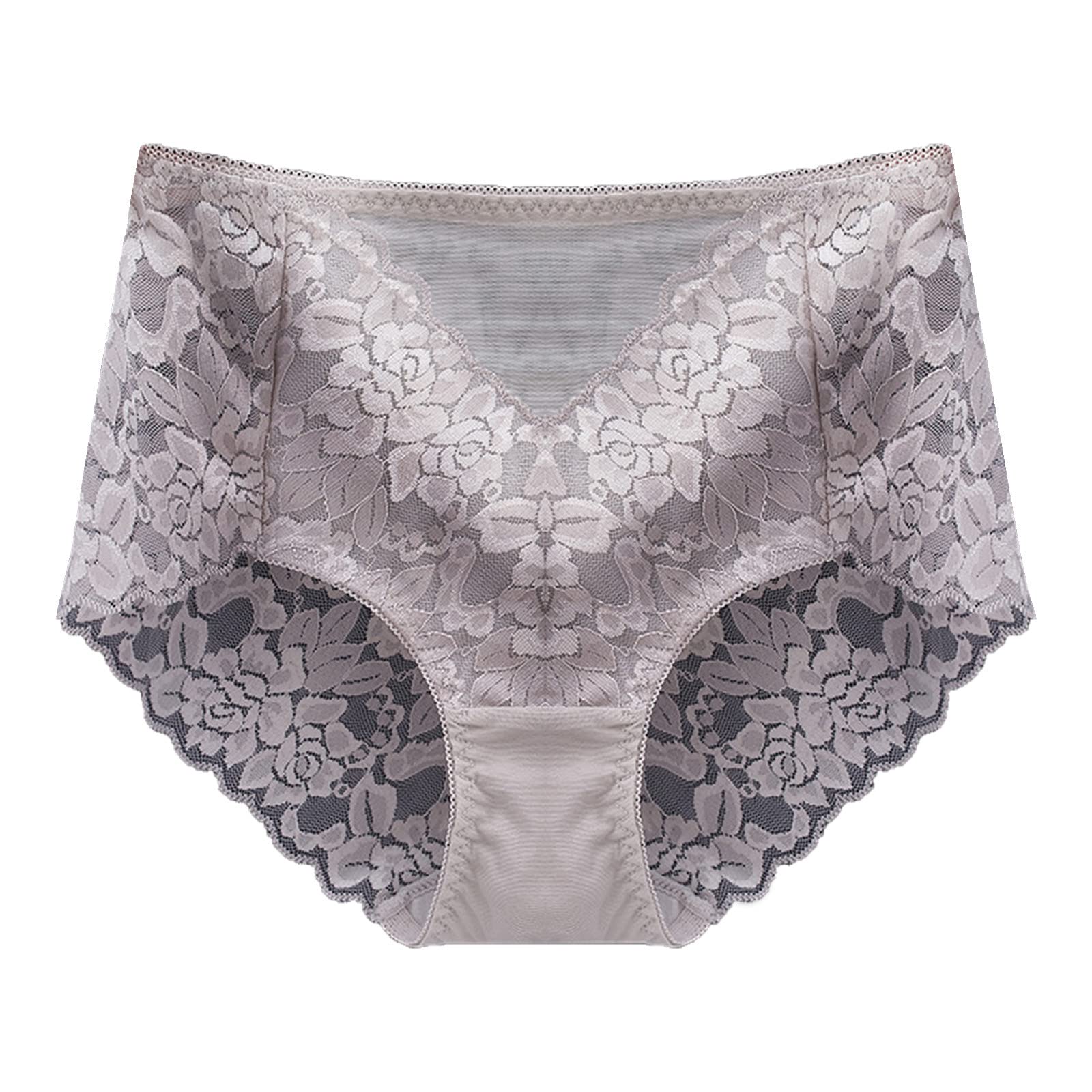 Boxer Briefs Ladies Sexy Lace Undergarments Seamless Flower Embroidery Sheer Panties Mid High Waist Mesh Panties
