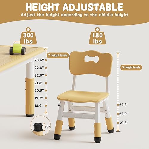 Miniatura 3 de Set de mesa y 4 sillas para niños Brelley, juego de mesa y sillas ajustables en altura para niños pequeños, escritorio con diseño de grafiti, patas