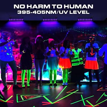 Black Light Bar Glow Party - 54W 18LEDs Powerful UV Black Light Glow in The Dark Party Supplies for Blacklights Party Body Paint Birthday Music Dance Nightclub Halloween Christmas Stage Lighting
