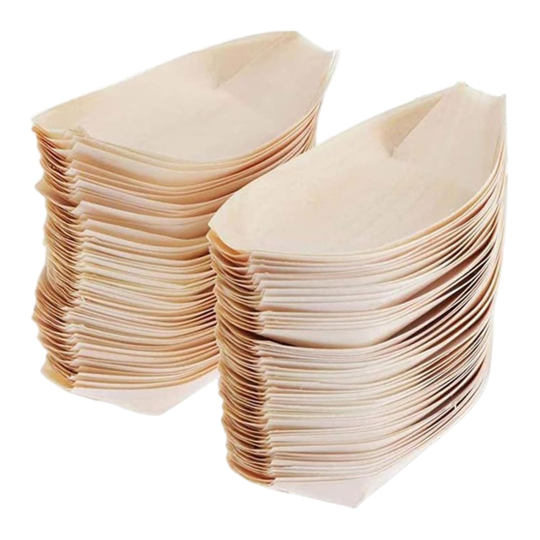 Takingup Boat Plates, 100Pcs 4x2inch Smooth & Non Toxic Wooden Disposable Food Boats Boat Plates Multi-Purpose Food Serving Tray for Sushi, Takoyaki, Salad, Chips, Fried Chicken