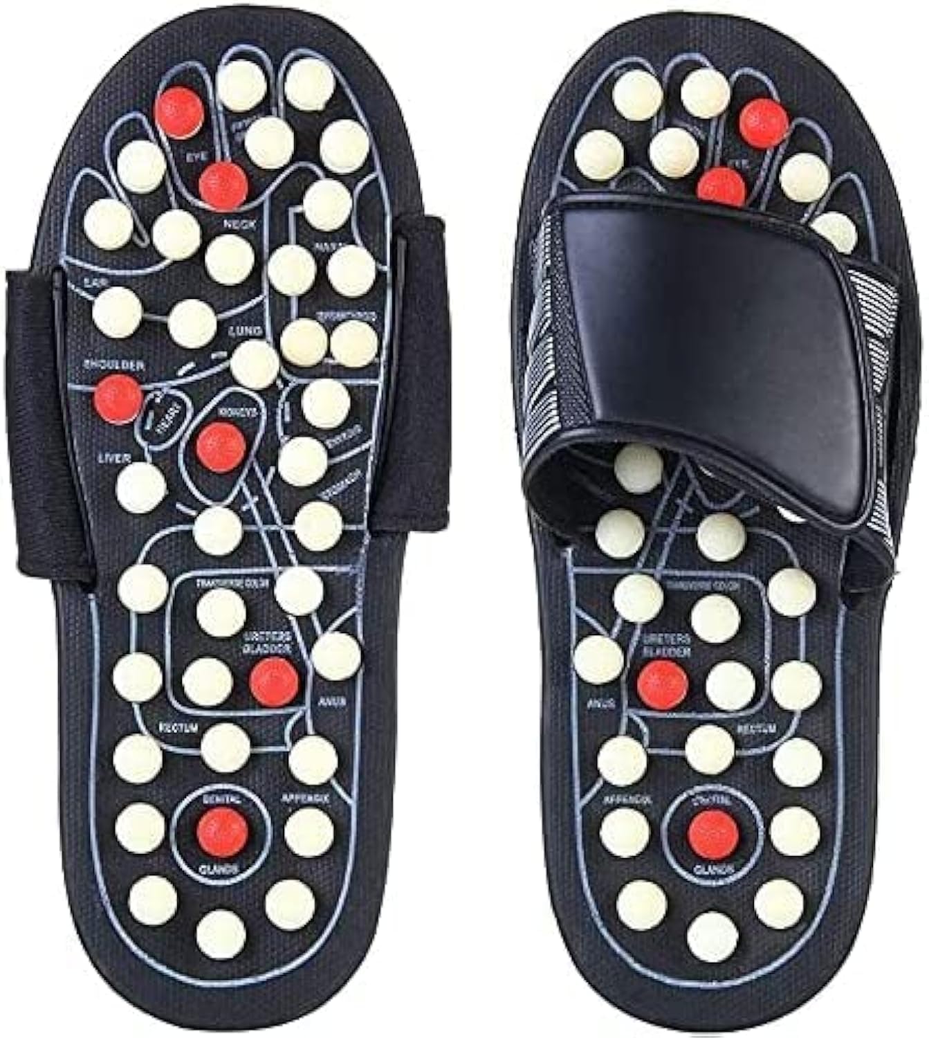 KRT tour Reflexology Acupuncture Feet Massager Therapy Slippers with 78 Stress Relief Rotary Massage Therapy Balls and Adjustable Strap, Size 42