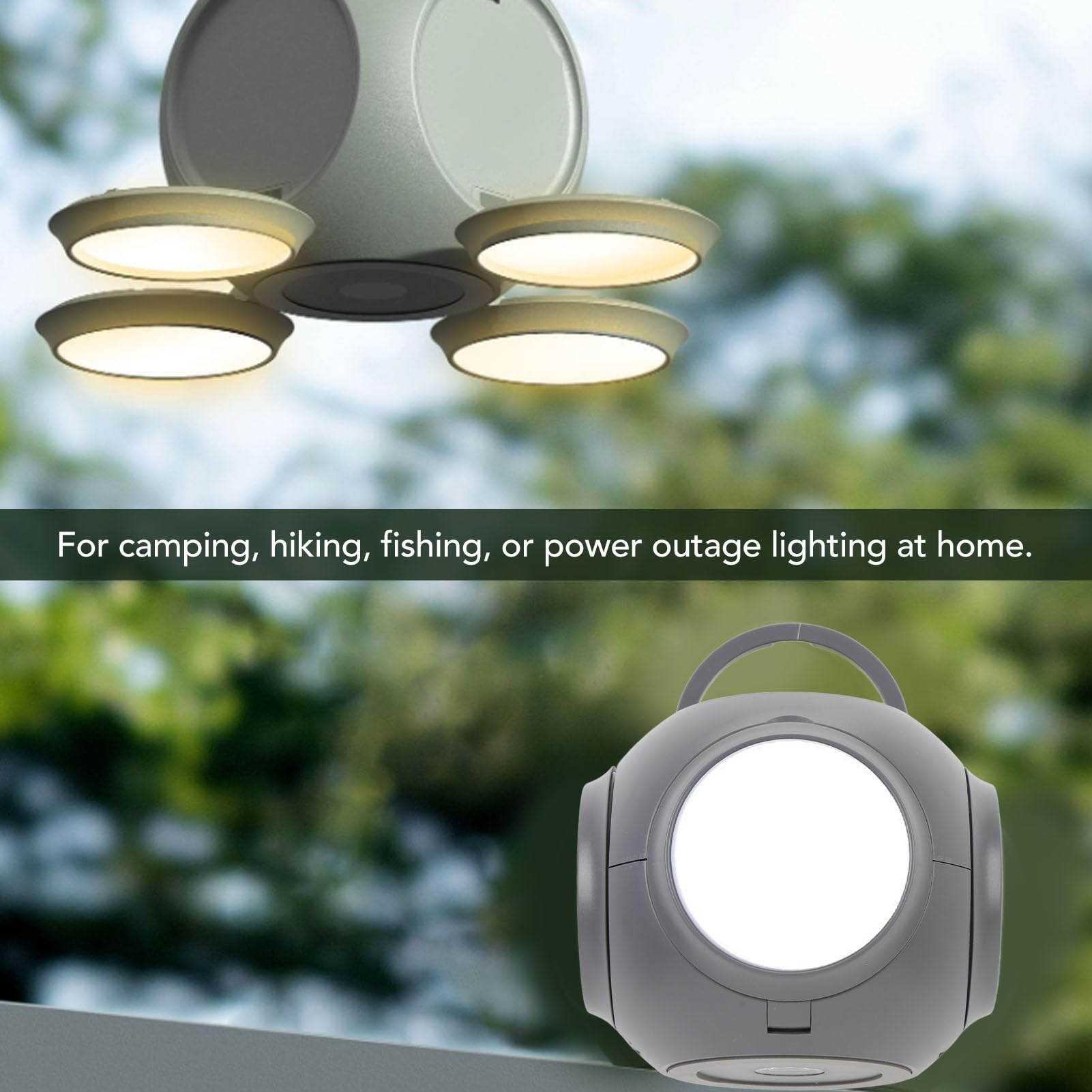 TOPINCN Lanterna da Campeggio Pieghevole, Power Bank Ricaricabile da 10000 MAh con 5 modalità di Illuminazione, Attenuazione Continua e Torcia Elettrica, per Escursionismo, Pesca, Tenda