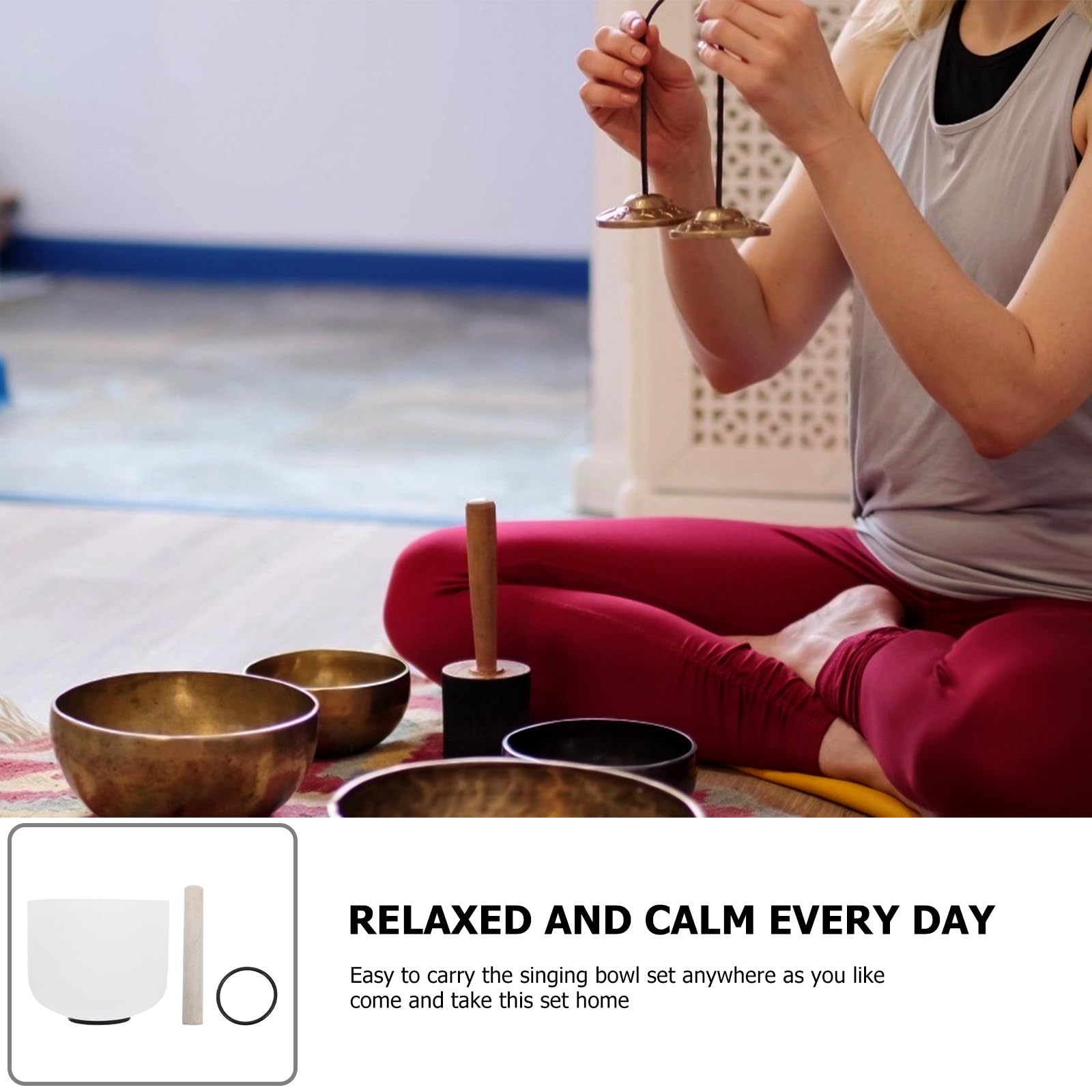 CANIGHT Chakra in Cristallo, Healing Music Bowl 8 Pollici Bianca, Leggera e Portatile, per Meditazione e Yoga, per Sala Meditazione e Sauna