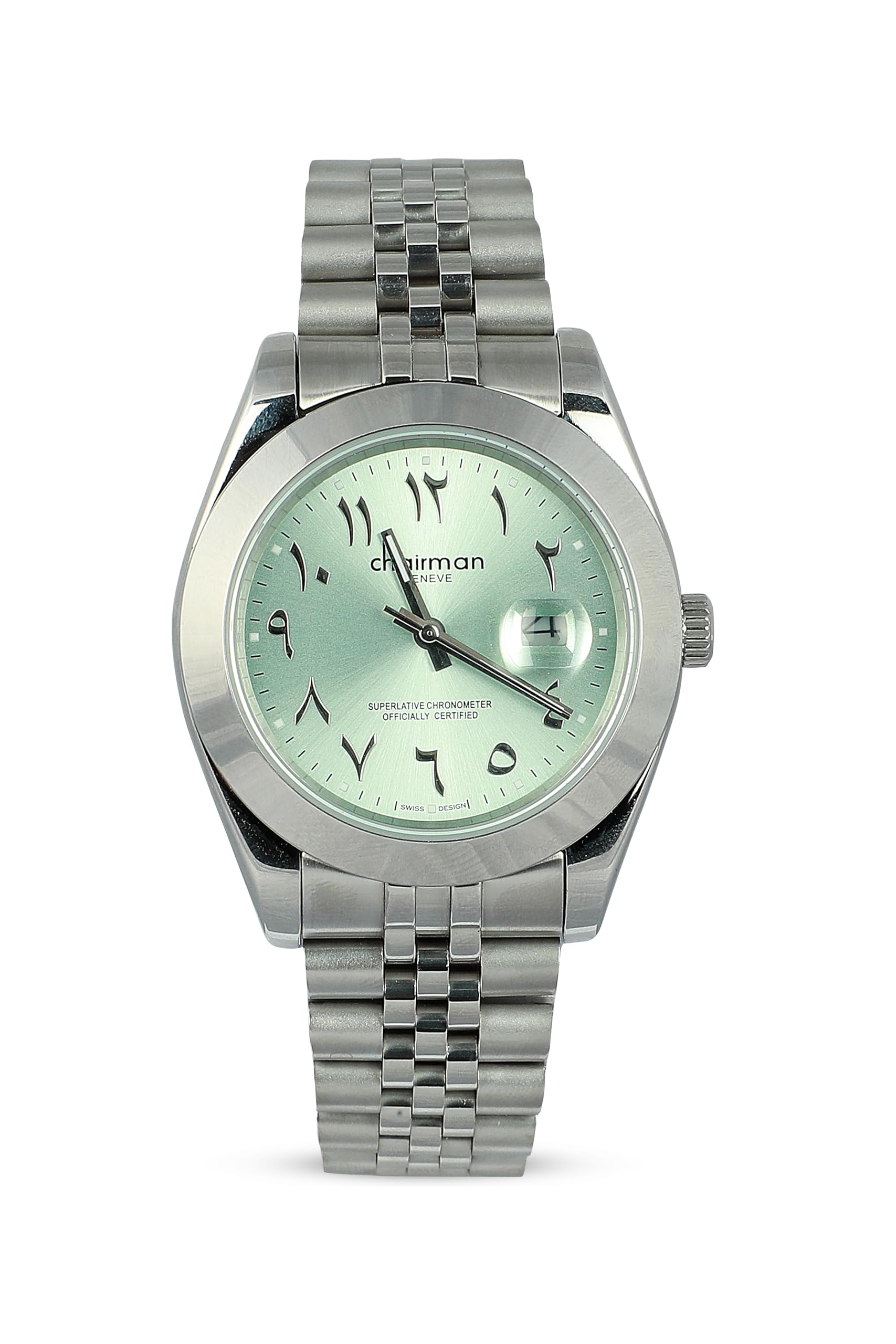 Chairman Men's Wrist Watch with Light Green Dial and Arabic Numbers & Date