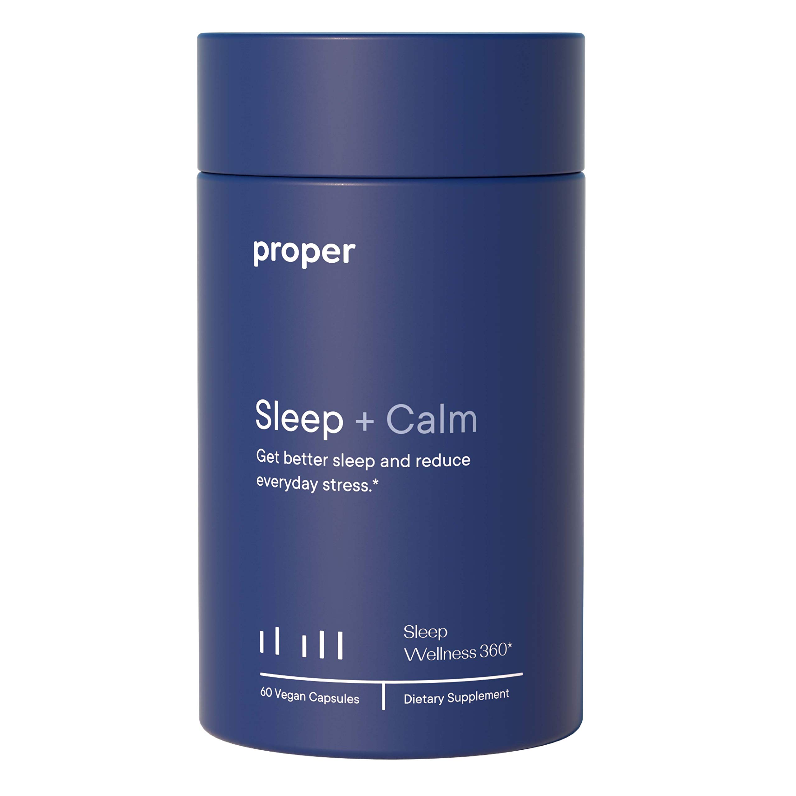 ProperSleep + Calm - Natural Sleep Solution and Sleep Aid for to Support A Full Night of Restful Sleep, Relaxation and Stress Relief - 60 Vegan Capsules, No Melatonin, Non-GMO, Sugar-Free